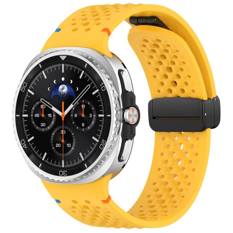 Cinturino per orologio xDfind in silicone traspirante con fibbia magnetica nera e motivo a nido d'ape., For Samsung Galaxy Watch8 / Watch8 Classic