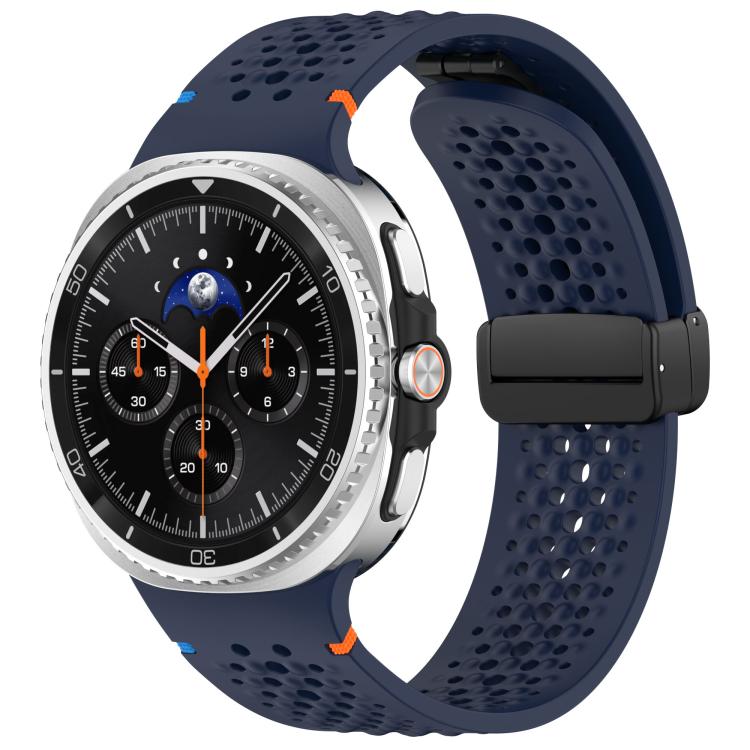 Cinturino per orologio xDfind in silicone traspirante con fibbia magnetica nera e motivo a nido d'ape., For Samsung Galaxy Watch8 / Watch8 Classic