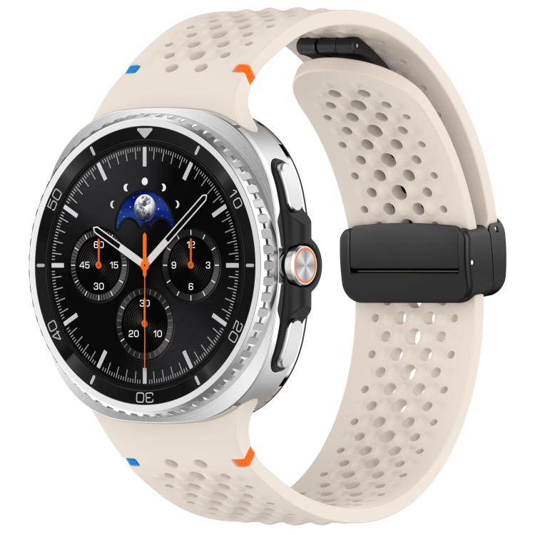 Cinturino per orologio xDfind in silicone traspirante con fibbia magnetica nera e motivo a nido d'ape., For Samsung Galaxy Watch8 / Watch8 Classic