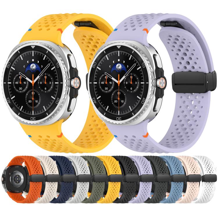 Cinturino per orologio xDfind in silicone traspirante con fibbia magnetica nera e motivo a nido d'ape., For Samsung Galaxy Watch8 / Watch8 Classic