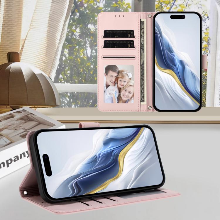 Custodia per telefono in pelle con ciondolo a forma di gatto e cuore in rilievo, completa di cinturino da polso., For iPhone 17 Pro, For iPhone 17