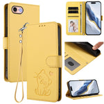 Custodia per telefono in pelle con ciondolo a forma di gatto e cuore in rilievo, completa di cinturino da polso., For iPhone 14 Pro Max, For iPhone 7 / 8 / SE 2022