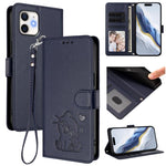 Custodia per telefono in pelle con ciondolo a forma di gatto e cuore in rilievo, completa di cinturino da polso., For iPhone 13 mini, For iPhone 12 / 12 Pro