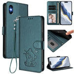Custodia per telefono in pelle con ciondolo a forma di gatto e cuore in rilievo, completa di cinturino da polso., For iPhone 11 Pro, For iPhone X / XS