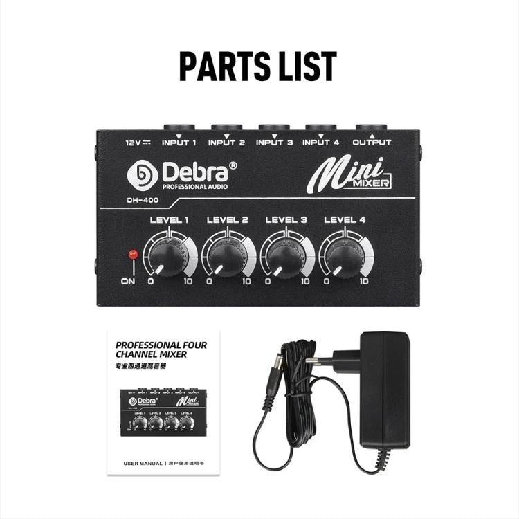 Mixer audio a 4 canali per strumenti musicali e streaming