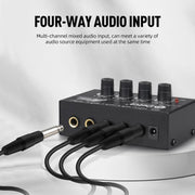 Mixer audio a 4 canali per strumenti musicali e streaming