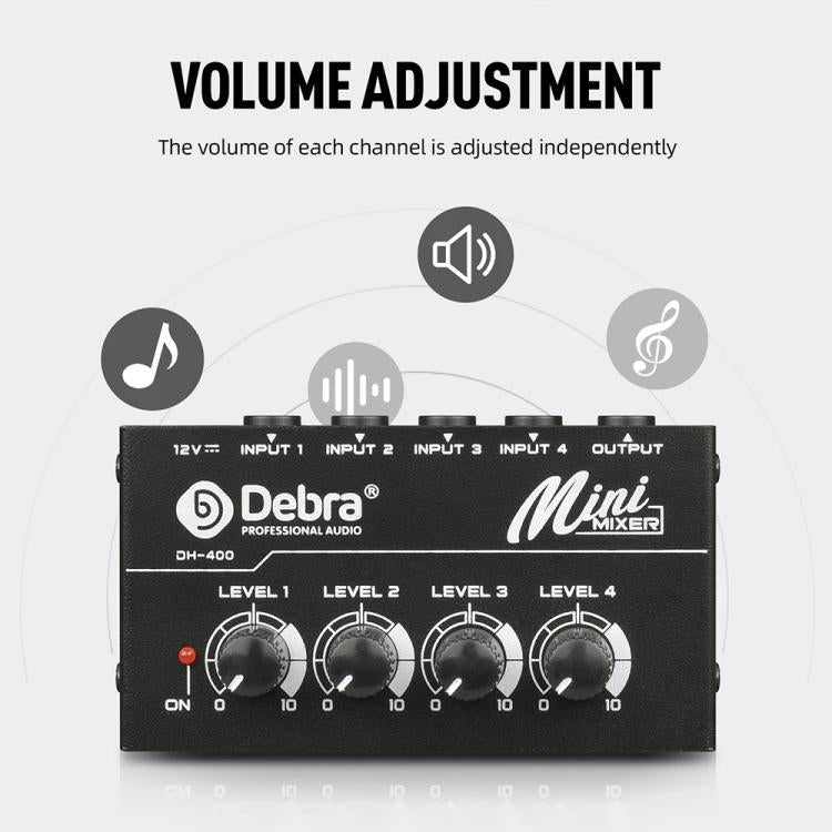 Mixer audio a 4 canali per strumenti musicali e streaming