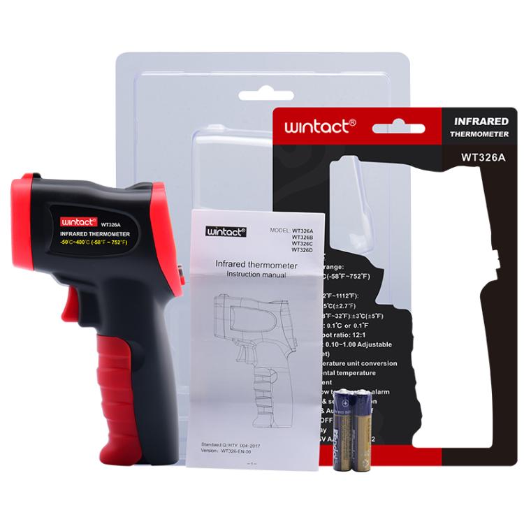 Termometro a infrarossi portatile Wintact WT326A, intervallo di misurazione: da -50 a 400 gradi Celsius, WT326A