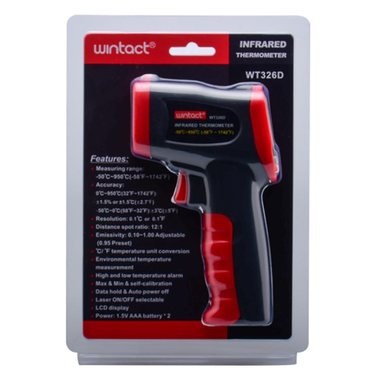 Termometro a infrarossi portatile Wintact WT326D, intervallo di misurazione: da -50 a 950 gradi Celsius, WT326D