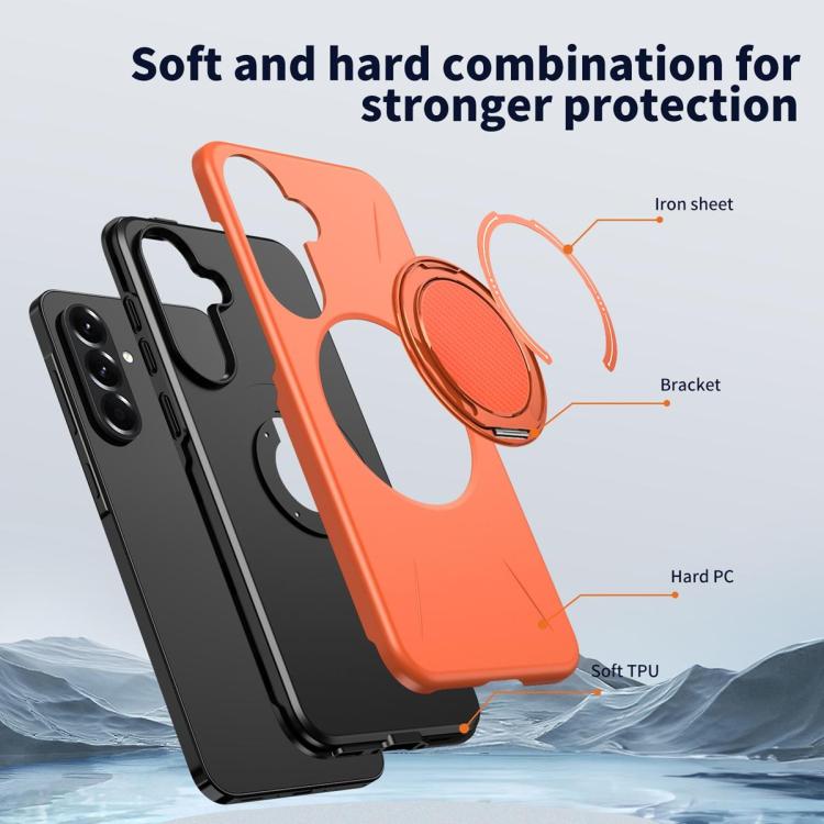 Supporto girevole in metallo, custodia ibrida per telefono MagSafe in TPU e PC., For Samsung Galaxy A36 5G, For Samsung Galaxy A25 4G / 5G, For Samsung Galaxy A55 5G / A35 5G