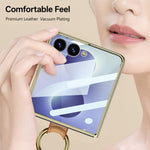 Custodia per telefono in pelle con anello galvanizzato integrato GKK e cinturino, For Galaxy Z Flip8 5G, For Samsung Galaxy Z Flip7 5G