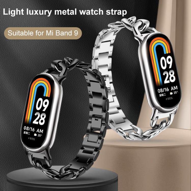 Cinturino per orologio xDfind in acciaio inossidabile con catena a maglia singola in denim., For Xiaomi Smart Band 10 / 9 / 8