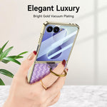 Custodia per telefono GKK con texture intrecciata e placcatura integrata, dotata di anello di supporto., For Galaxy Z Flip8 5G, For Samsung Galaxy Z Flip7 5G