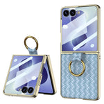 Custodia per telefono GKK con texture intrecciata e placcatura integrata, dotata di anello di supporto., For Galaxy Z Flip8 5G, For Samsung Galaxy Z Flip7 5G