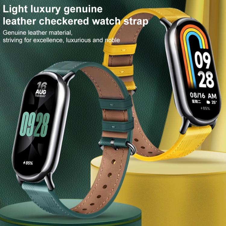 Cinturino per orologio xDfind in pelle con trama a quadri, For Xiaomi Smart Band 10 / 9 / 8