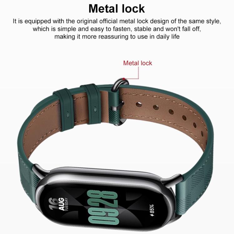Cinturino per orologio xDfind in pelle con trama a quadri, For Xiaomi Smart Band 10 / 9 / 8