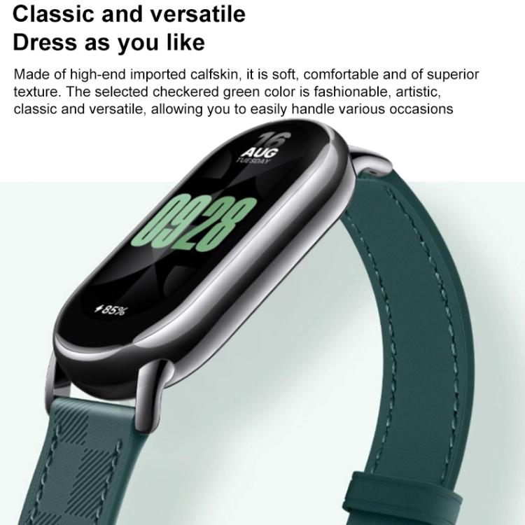 Cinturino per orologio xDfind in pelle con trama a quadri, For Xiaomi Smart Band 10 / 9 / 8
