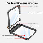 Custodia per telefono GKK Phantom girevole magnetica integrata con anello di supporto, For Galaxy Z Flip8 5G, For Samsung Galaxy Z Flip7 5G
