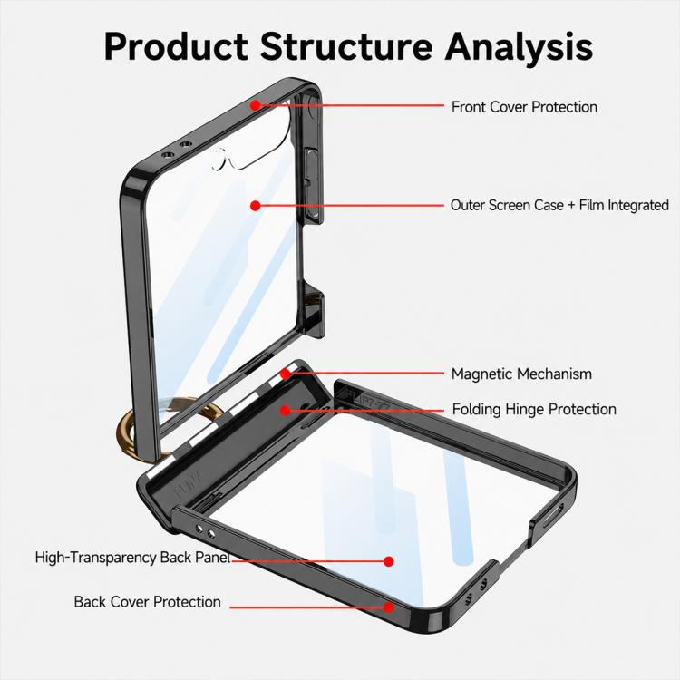 Custodia per telefono GKK Phantom girevole magnetica integrata con anello di supporto, For Galaxy Z Flip8 5G, For Samsung Galaxy Z Flip7 5G