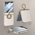 Custodia per telefono GKK ultra sottile con cerniera integrata e anello, copertura completa., For Galaxy Z Flip8 5G, For Samsung Galaxy Z Flip7 5G