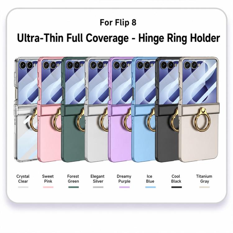 Custodia per telefono GKK ultra sottile con cerniera integrata e anello, copertura completa., For Galaxy Z Flip8 5G, For Samsung Galaxy Z Flip7 5G