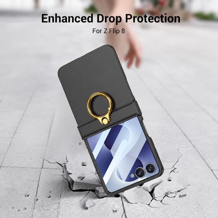Custodia per telefono GKK ultra sottile con cerniera integrata e anello, copertura completa., For Galaxy Z Flip8 5G, For Samsung Galaxy Z Flip7 5G