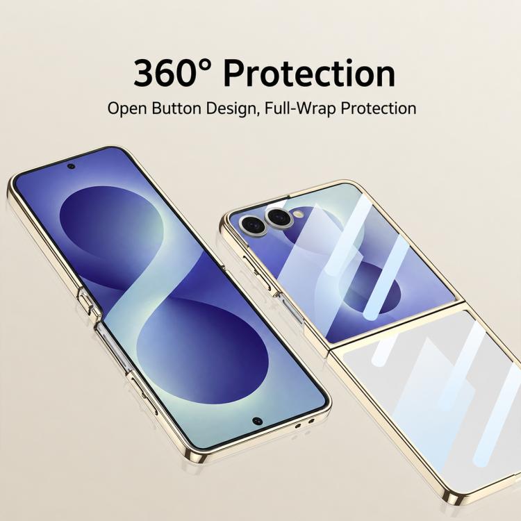 Custodia per telefono GKK con copertura completa e finitura Phantom Electroplating integrata., For Galaxy Z Flip8 5G, For Samsung Galaxy Z Flip7 5G