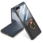 Custodia per telefono GKK ultra sottile in pelle con scomparti per carte integrati e anello di supporto, For Galaxy Z Flip8 5G, For Samsung Galaxy Z Flip7 5G