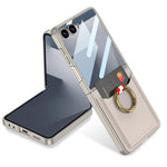 Custodia per telefono GKK ultra sottile in pelle con scomparti per carte integrati e anello di supporto, For Galaxy Z Flip8 5G, For Samsung Galaxy Z Flip7 5G