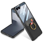 Custodia per telefono GKK ultra sottile in pelle con scomparti per carte integrati e anello di supporto, For Galaxy Z Flip8 5G, For Samsung Galaxy Z Flip7 5G