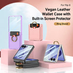Custodia per telefono GKK ultra sottile in pelle con scomparti per carte integrati e anello di supporto, For Galaxy Z Flip8 5G, For Samsung Galaxy Z Flip7 5G
