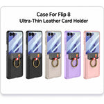 Custodia per telefono GKK ultra sottile in pelle con scomparti per carte integrati e anello di supporto, For Galaxy Z Flip8 5G, For Samsung Galaxy Z Flip7 5G