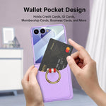 Custodia per telefono GKK ultra sottile in pelle con scomparti per carte integrati e anello di supporto, For Galaxy Z Flip8 5G, For Samsung Galaxy Z Flip7 5G