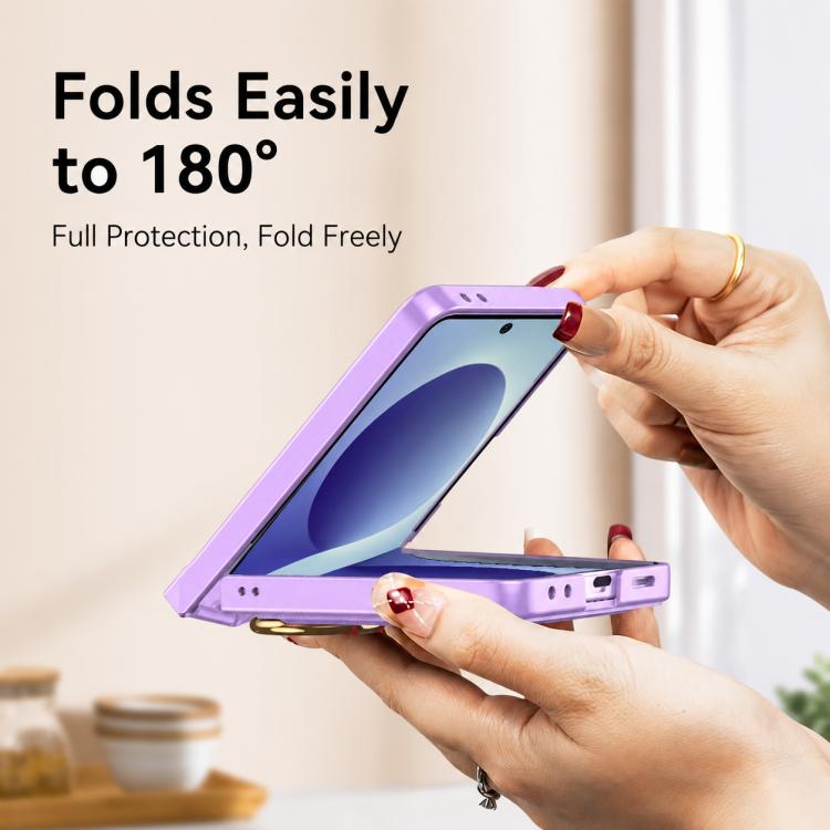 Custodia per telefono GKK ultra sottile in pelle con scomparti per carte integrati e anello di supporto, For Galaxy Z Flip8 5G, For Samsung Galaxy Z Flip7 5G