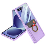 Custodia per telefono GKK ultra sottile in pelle con scomparti per carte integrati e anello di supporto, For Galaxy Z Flip8 5G, For Samsung Galaxy Z Flip7 5G