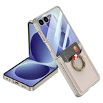 Custodia per telefono GKK ultra sottile in pelle con scomparti per carte integrati e anello di supporto, For Galaxy Z Flip8 5G, For Samsung Galaxy Z Flip7 5G