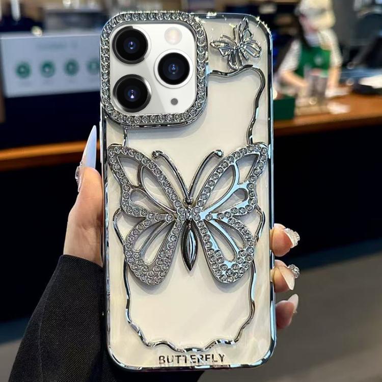 Custodia per telefono in TPU con farfalla cava e finitura galvanizzata., For iPhone 11 Pro Max, For iPhone 11
