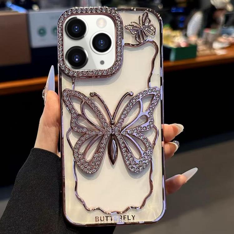 Custodia per telefono in TPU con farfalla cava e finitura galvanizzata., For iPhone 11 Pro Max, For iPhone 11
