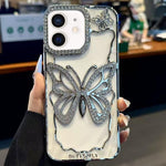 Custodia per telefono in TPU con farfalla cava e finitura galvanizzata., For iPhone 13 Pro Max, For iPhone 13 Pro, For iPhone 13, For iPhone 12, For iPhone 12 Pro Max, For iPhone 12 Pro