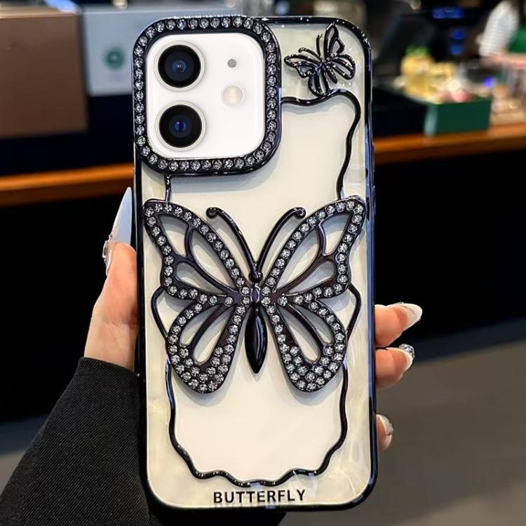 Custodia per telefono in TPU con farfalla cava e finitura galvanizzata., For iPhone 13 Pro Max, For iPhone 13 Pro, For iPhone 13, For iPhone 12, For iPhone 12 Pro Max, For iPhone 12 Pro