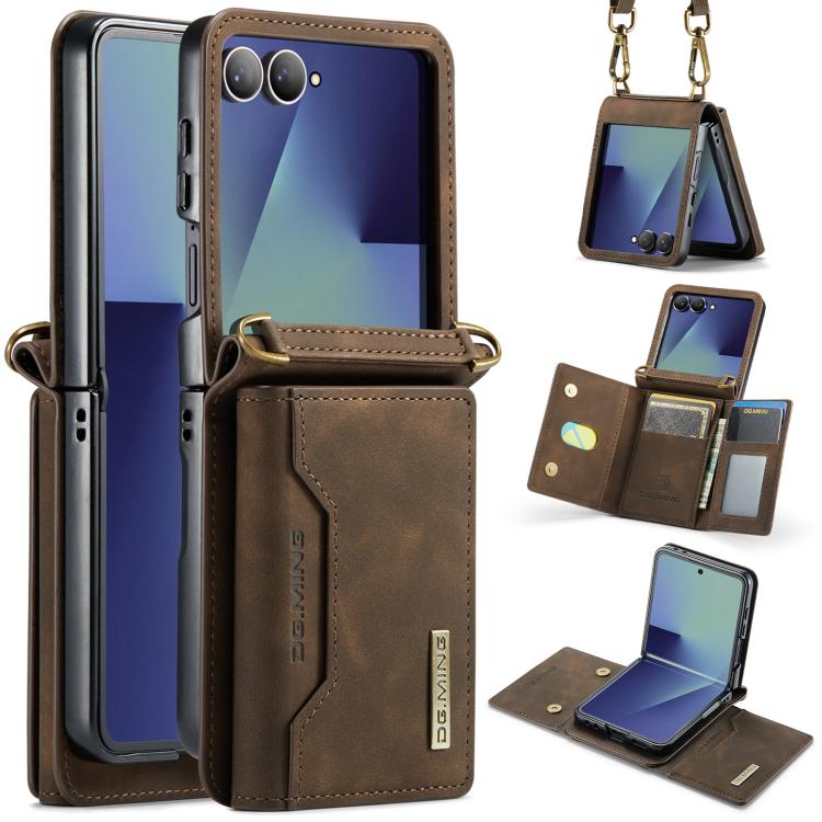 DG.MING Serie M2 Custodia ibrida magnetica per telefono con scomparto multi-carta a 3 ante e cordino lungo, For Galaxy Z Fold8 Ultra 5G, For Galaxy Z Flip8 5G, For Galaxy Z Fold7 5G, For Samsung Galaxy Z Flip7 5G