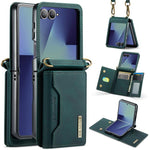 DG.MING Serie M2 Custodia ibrida magnetica per telefono con scomparto multi-carta a 3 ante e cordino lungo, For Galaxy Z Fold8 Ultra 5G, For Galaxy Z Flip8 5G, For Galaxy Z Fold7 5G, For Samsung Galaxy Z Flip7 5G