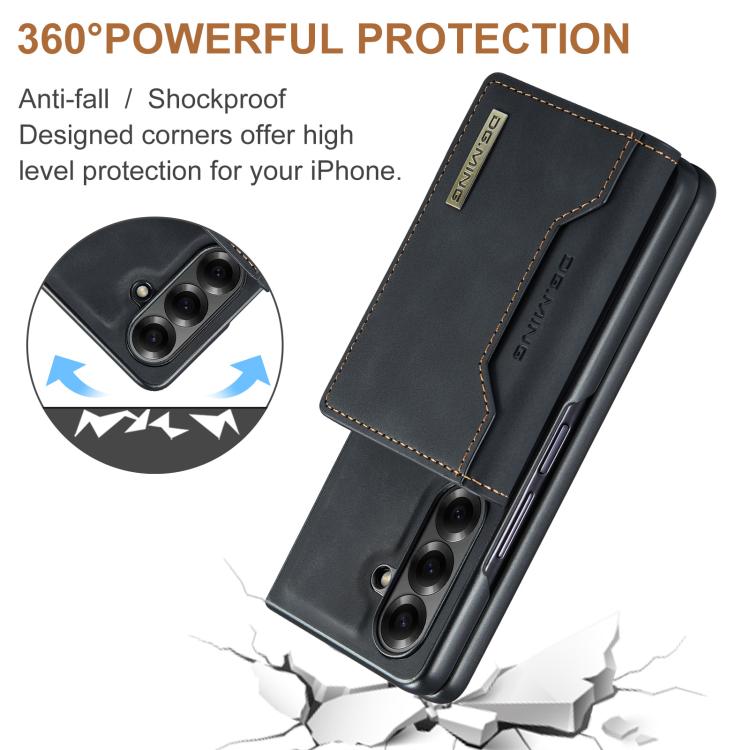 DG.MING Serie M2 Custodia ibrida magnetica per telefono con scomparto multi-carta a 3 ante e cordino lungo, For Galaxy Z Fold8 Ultra 5G, For Galaxy Z Flip8 5G, For Galaxy Z Fold7 5G, For Samsung Galaxy Z Flip7 5G