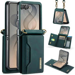 DG.MING Serie M2 Custodia ibrida magnetica per telefono con scomparto multi-carta a 3 ante e cordino lungo, For Galaxy Z Fold8 Ultra 5G, For Galaxy Z Flip8 5G, For Galaxy Z Fold7 5G, For Samsung Galaxy Z Flip7 5G