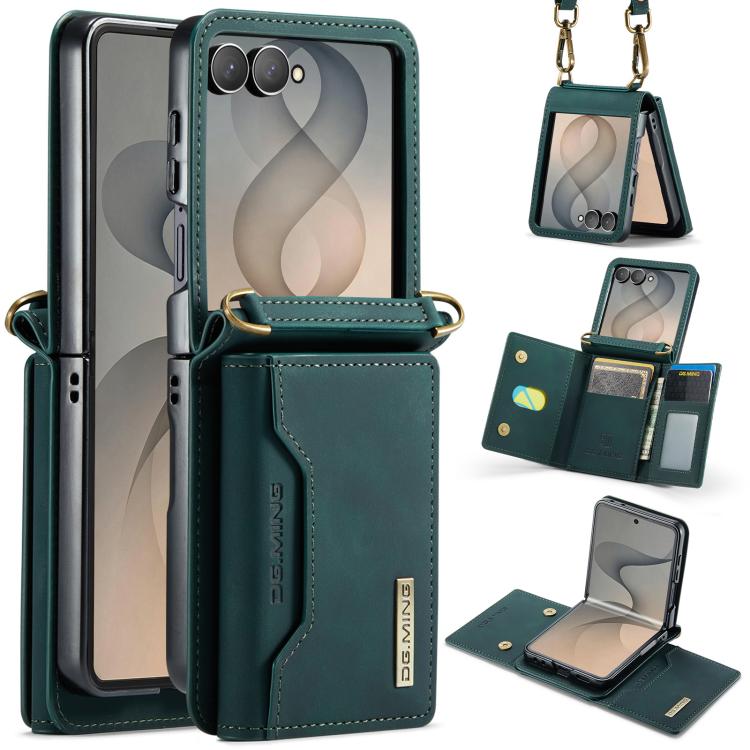 DG.MING Serie M2 Custodia ibrida magnetica per telefono con scomparto multi-carta a 3 ante e cordino lungo, For Galaxy Z Fold8 Ultra 5G, For Galaxy Z Flip8 5G, For Galaxy Z Fold7 5G, For Samsung Galaxy Z Flip7 5G
