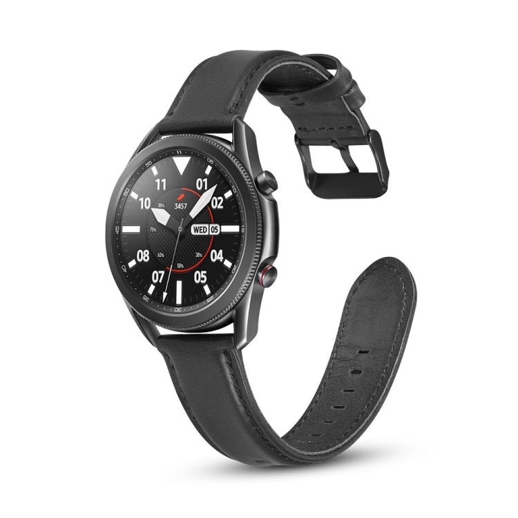 Cinturino di ricambio in pelle a trama piatta, For Samsung Galaxy Watch 3 41mm, For Samsung Galaxy Watch 3 45mm
