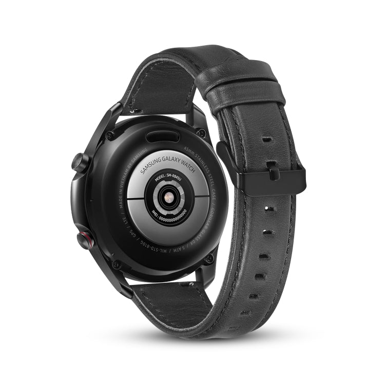 Cinturino di ricambio in pelle a trama piatta, For Samsung Galaxy Watch 3 41mm, For Samsung Galaxy Watch 3 45mm