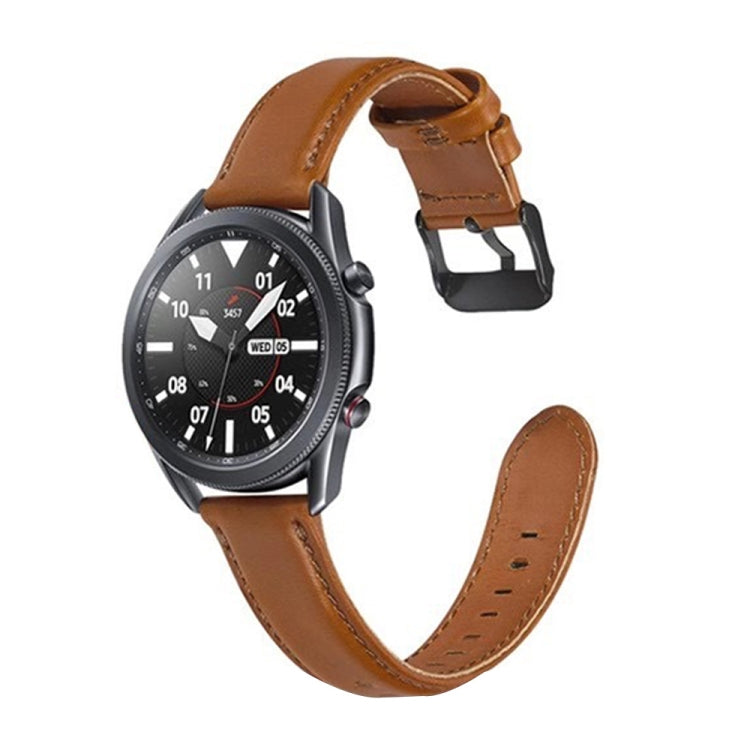 Cinturino di ricambio in pelle a trama piatta, For Samsung Galaxy Watch 3 41mm, For Samsung Galaxy Watch 3 45mm