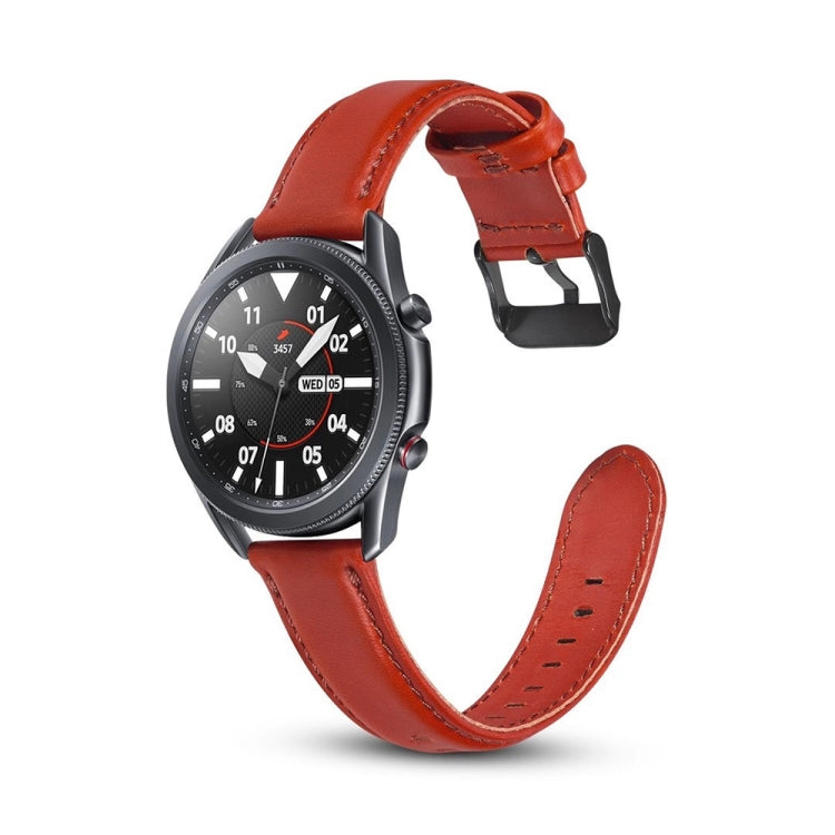 Cinturino di ricambio in pelle a trama piatta, For Samsung Galaxy Watch 3 41mm, For Samsung Galaxy Watch 3 45mm