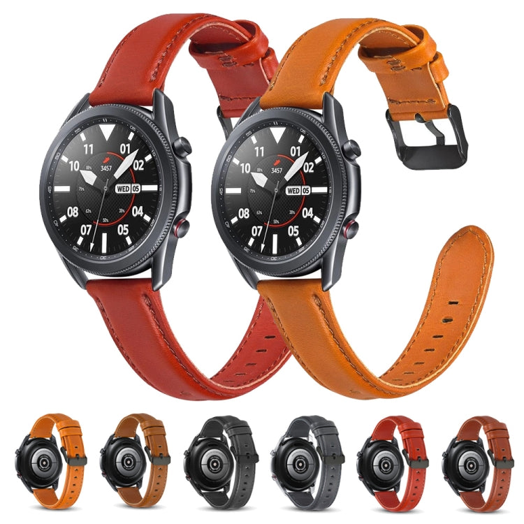 Cinturino di ricambio in pelle a trama piatta, For Samsung Galaxy Watch 3 41mm, For Samsung Galaxy Watch 3 45mm